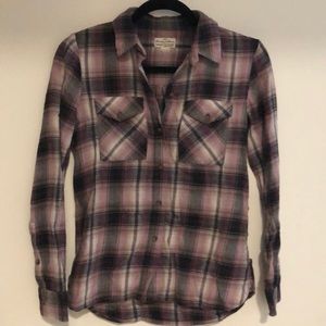 Madewell Size XS Purple Plaid Flannel Long Sleeve